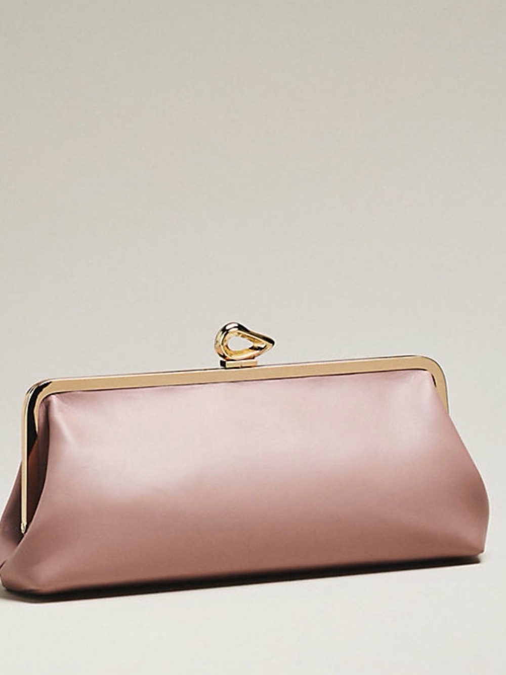 Anthropologie Pink Frame Clutch with Gold Hardware